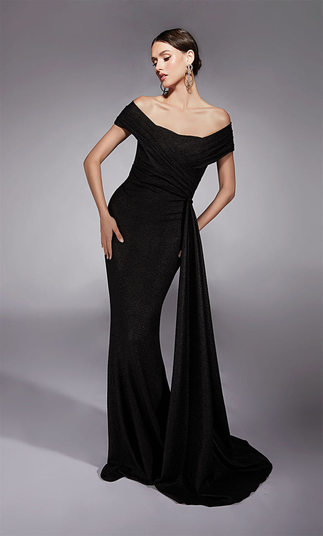 Alyce Paris 27767 Jacquard Off Shoulder Cap Sleeves Gown