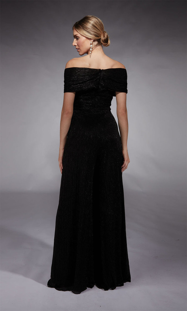 Alyce Paris 27768 Crinkle Chiffon Wide-Leg Pants Jumpsuit