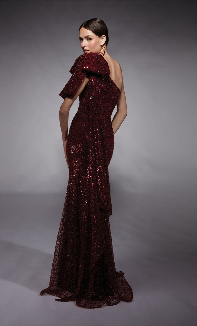 Alyce Paris 27771 Beaded Sequin Asymmetric One Shoulder Gown