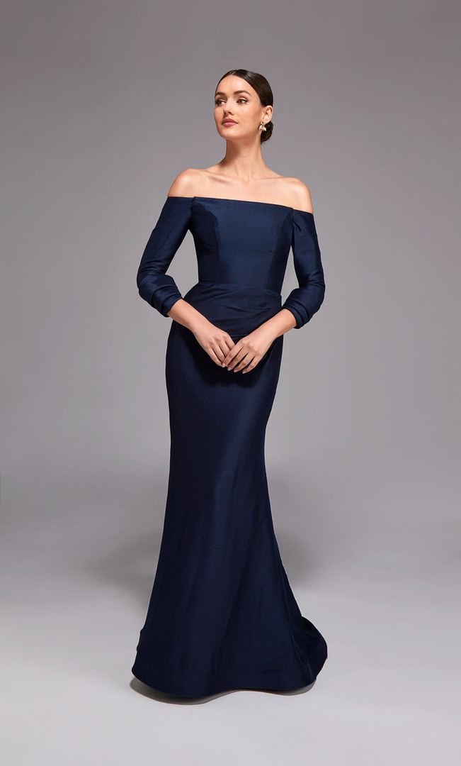 Alyce Paris 27782 Stretch Mikado Cuffed Quarter Sleeves Gown