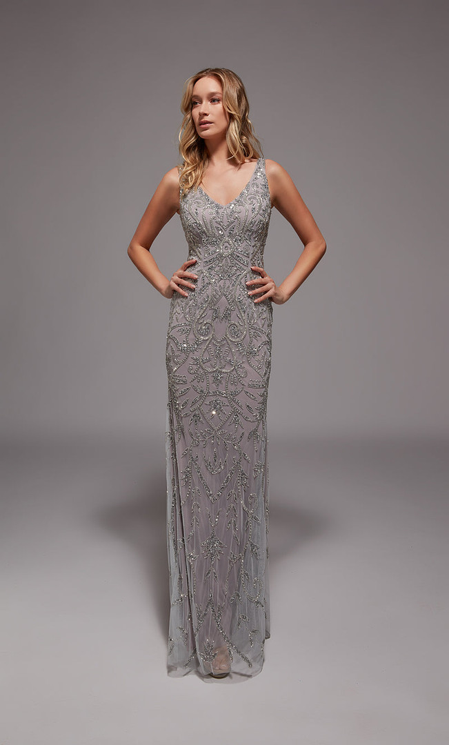 Alyce Paris 27799 Hand Beaded V-neck Sleeveless Sheath Gown