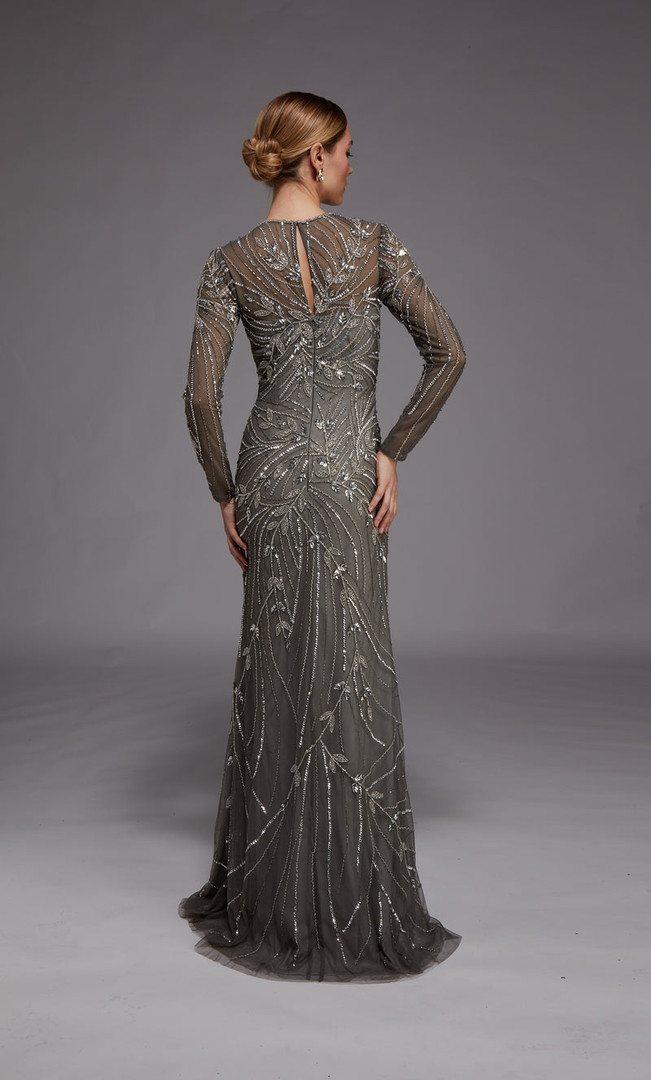 Alyce Paris 27801 Hand Beaded Mesh Illusion Sleeve Gown