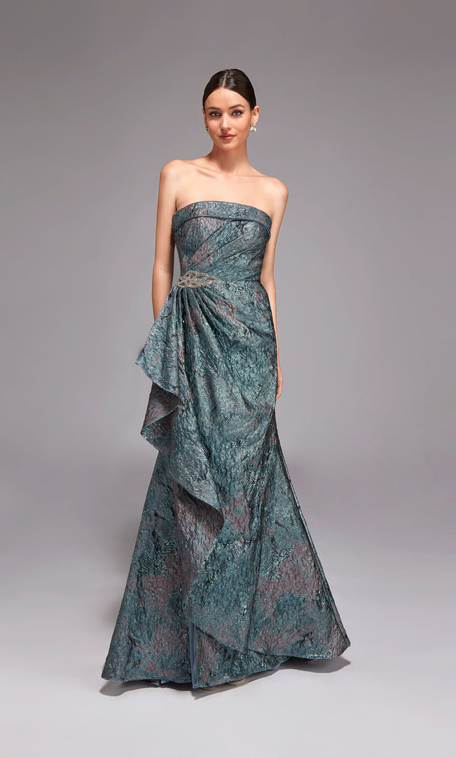 Alyce Paris 27818 Textured Jacquard Strapless Fitted Gown