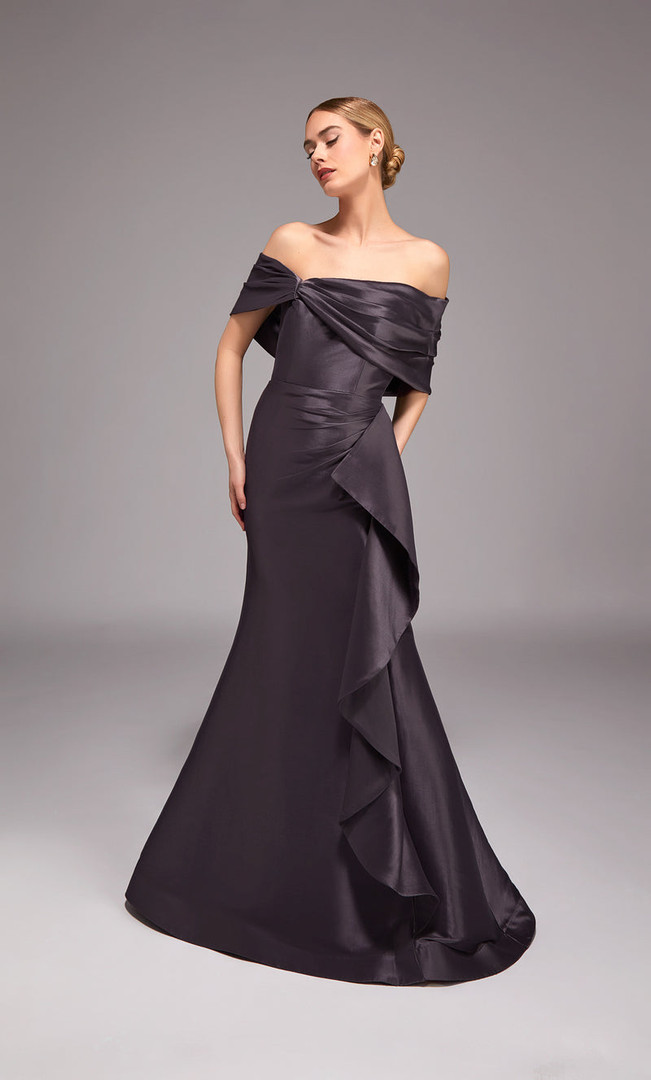 Alyce Paris 27822 Stretch Mikado Off Shoulder Foldover Gown