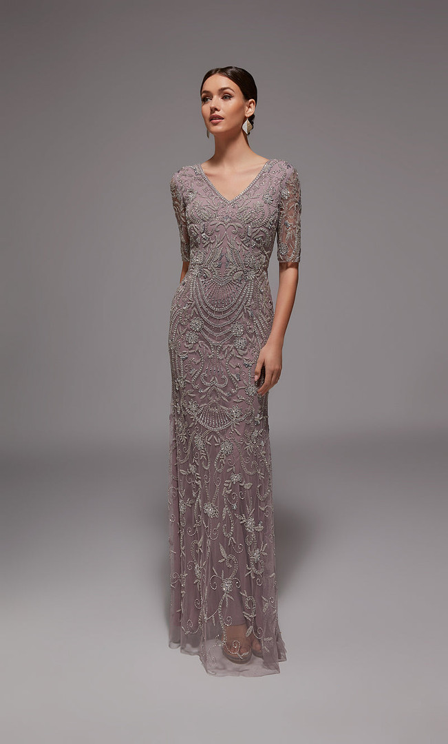 Alyce Paris 27824 Hand Beaded Embroidery Sheer Sleeves Gown