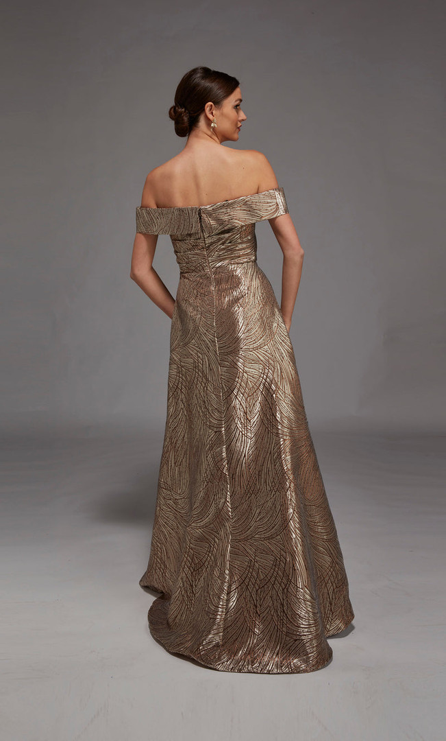 Alyce Paris 27844 Metallic Jacquard Off-shoulder Long Gown