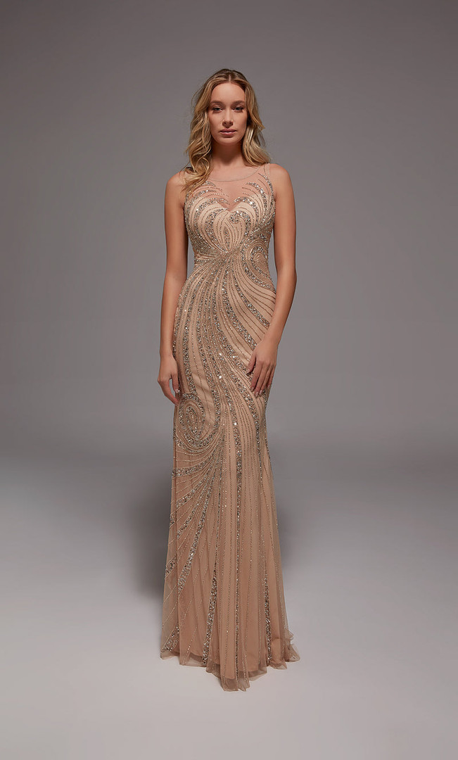 Alyce Paris 27846 Hand Beaded Illusion Neckline Sheath Gown