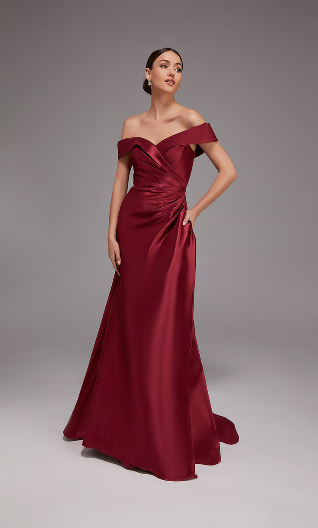 Alyce Paris 27857 Stretch Mikado Off Shoulder Sleeves Gown