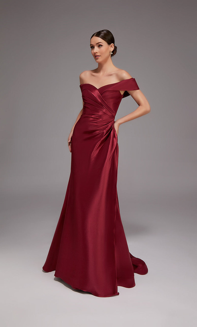Alyce Paris 27857 Stretch Mikado Off Shoulder Sleeves Gown