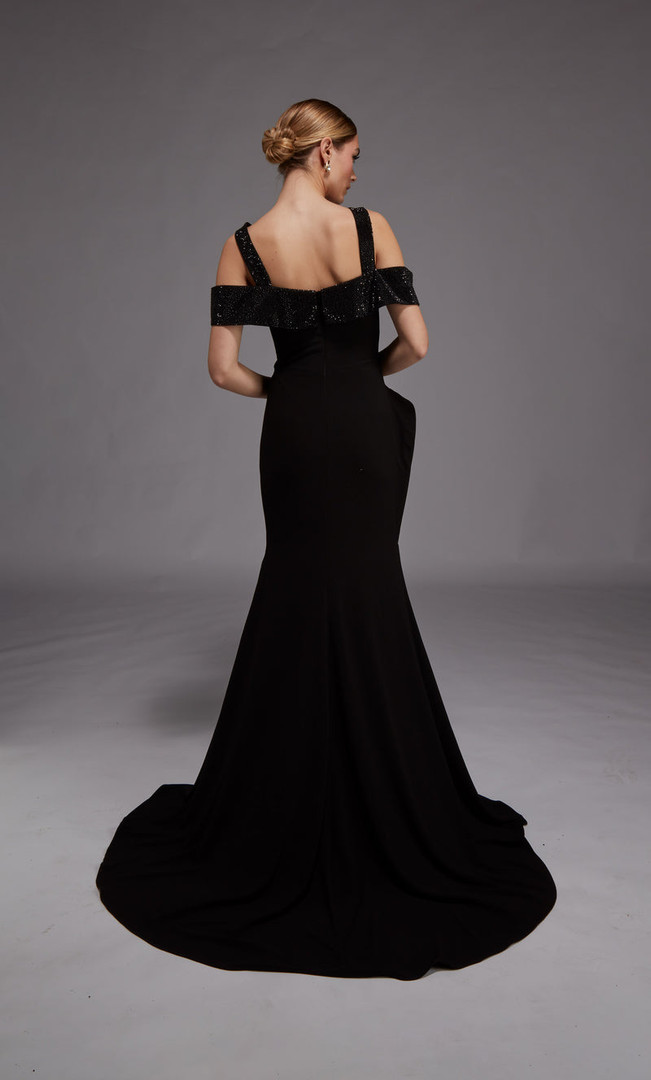 Alyce Paris 27878 Italian Knit Cold Shoulder Straps Gown