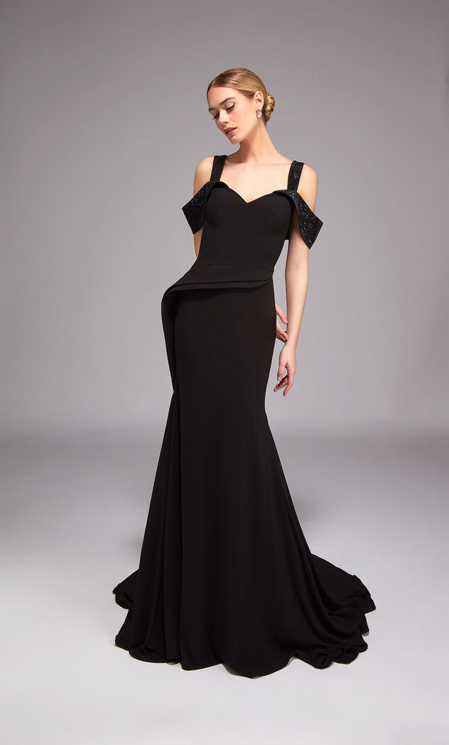 Alyce Paris 27878 Italian Knit Cold Shoulder Straps Gown