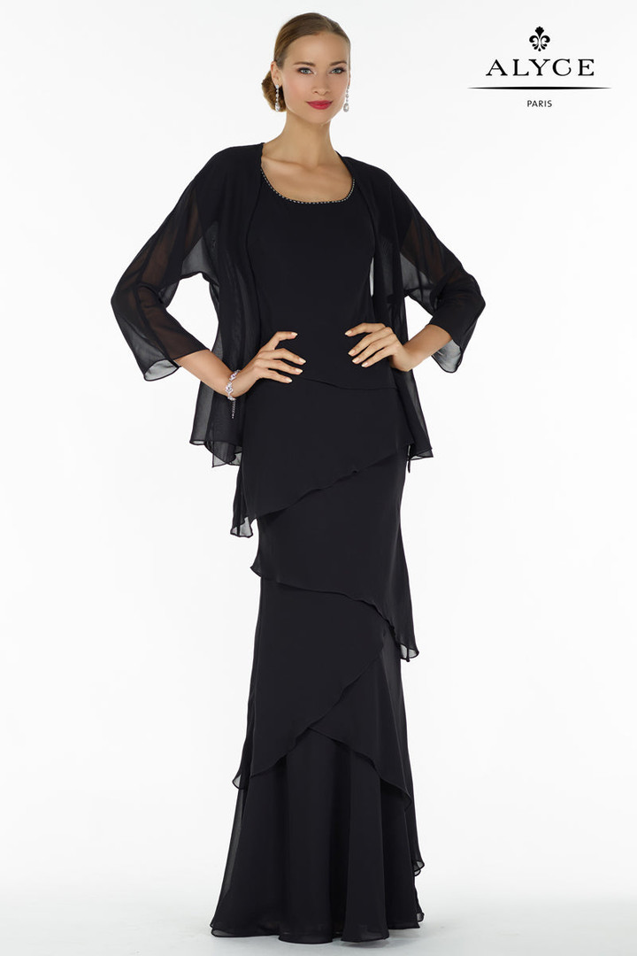 Alyce Paris 29292 Chiffon Sheer Long Sleeve Two Piece Gown