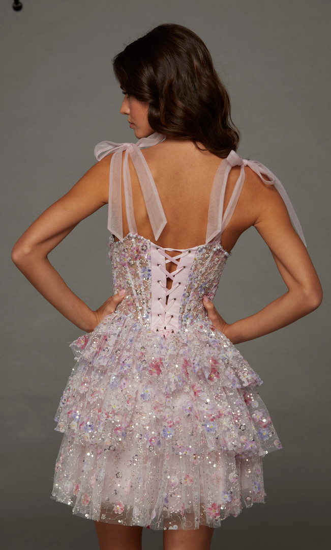 Alyce Paris 30093 3D Flower Ruffles Sweetheart Short Dress