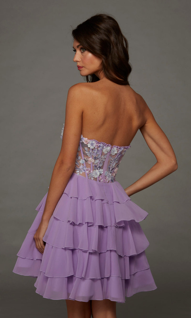 Alyce Paris 30109 Chiffon Ruffle Sweetheart Neck Short Dress