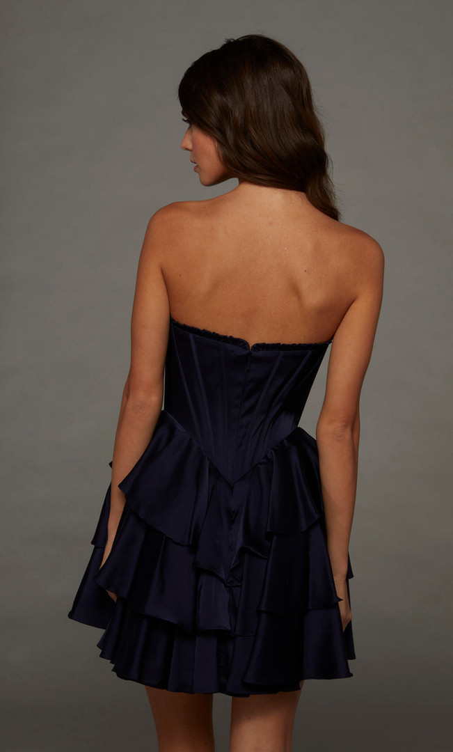 Alyce Paris 30123 Satin Chiffon Scooped Neck Short Dress