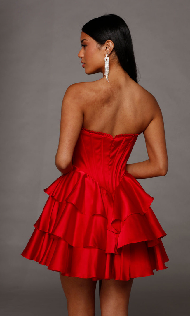 Alyce Paris 30123 Satin Chiffon Scooped Neck Short Dress