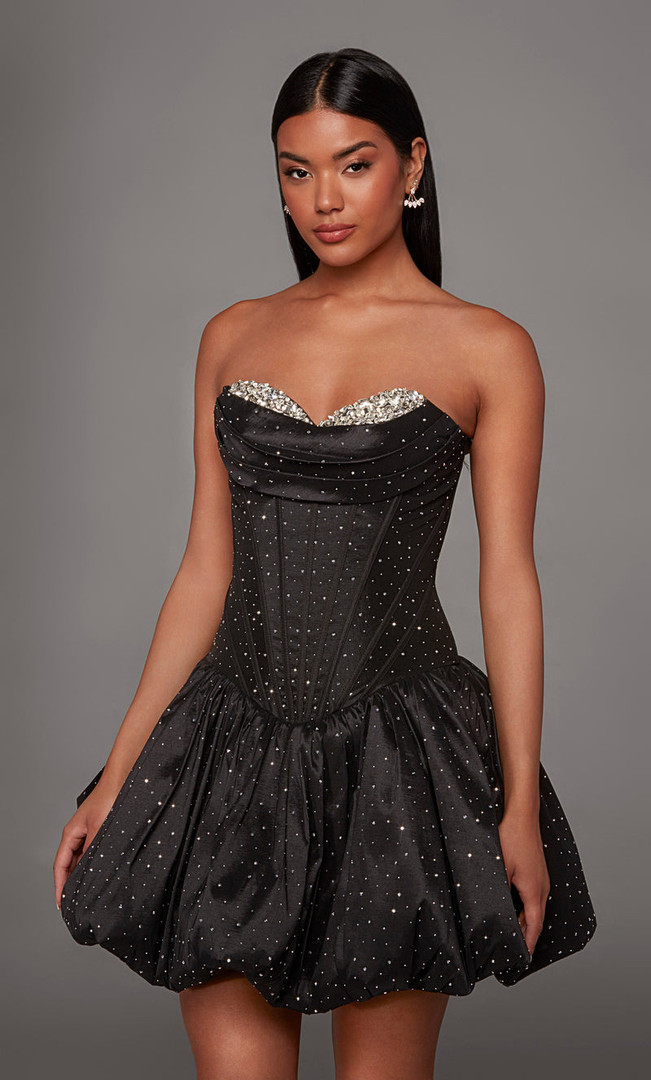 Alyce Paris 30125 Rhinestone Taffeta Sweetheart Short Dress