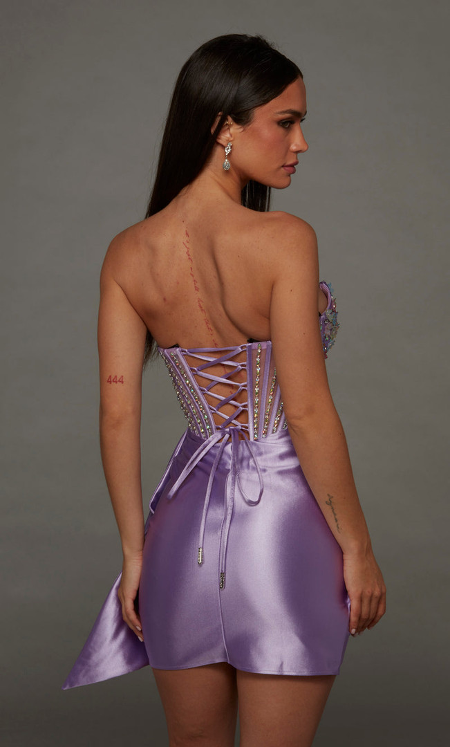 Alyce Paris 40147 Stretch Satin V-neck Strapless Short Dress