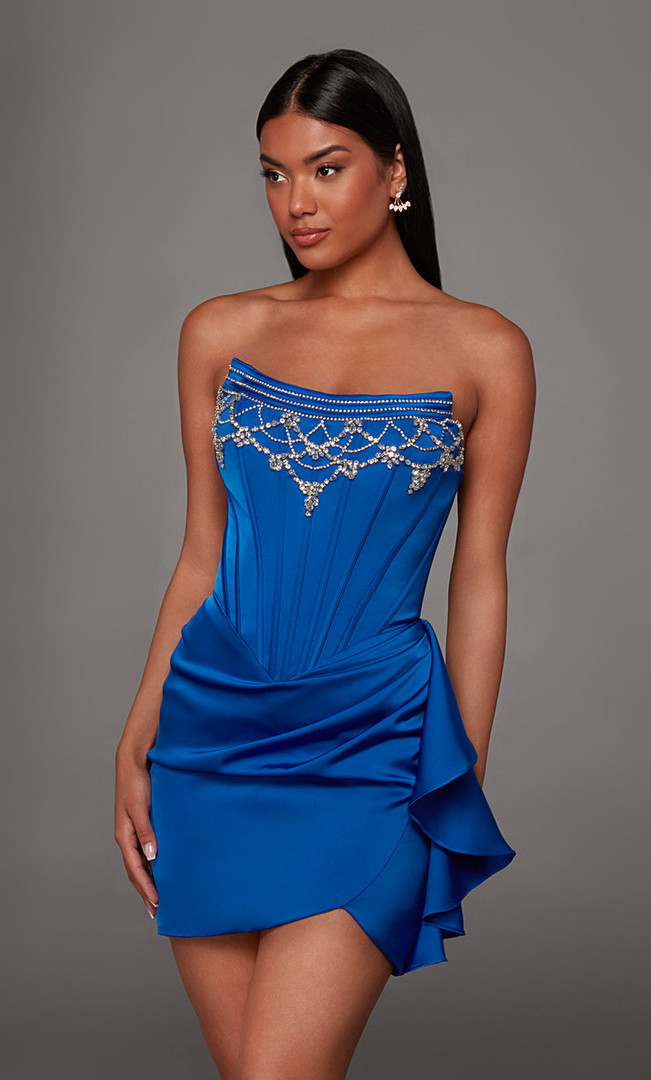 Alyce Paris 40151 Satin Chiffon Scooped Neck Short Dress