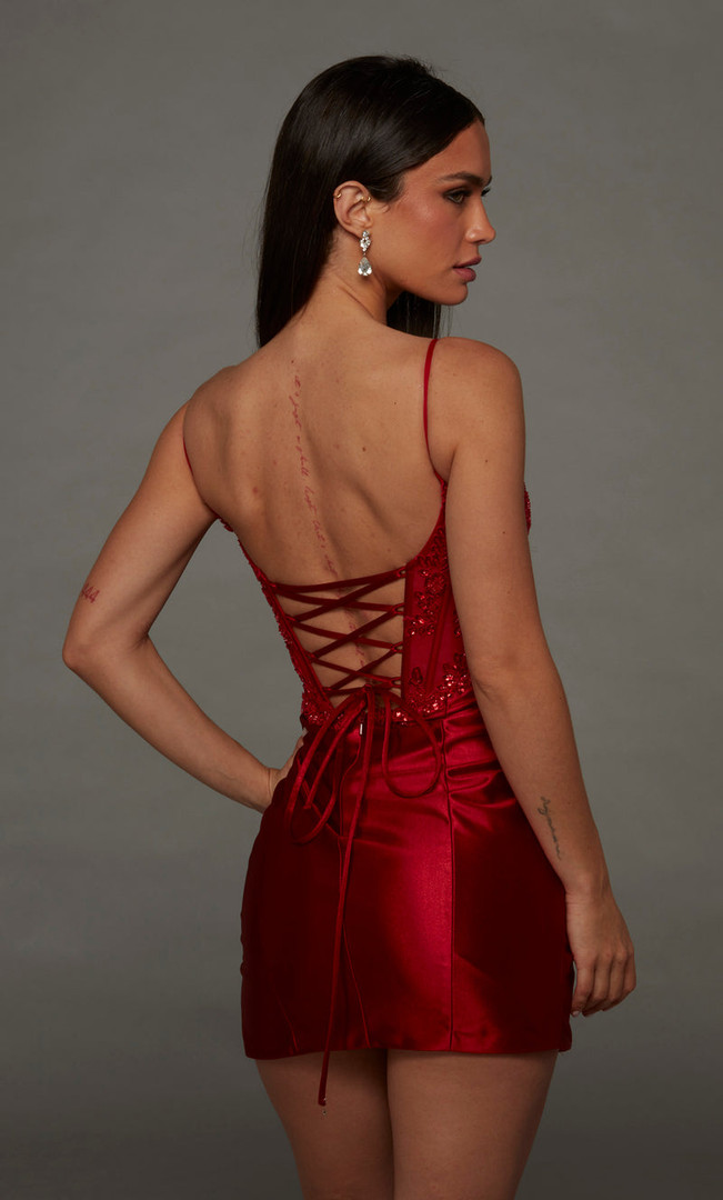 Alyce Paris 40162 Stretch Satin Scooped Neckline Short Dress