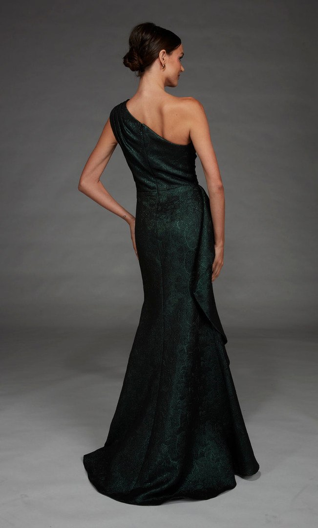 Alyce Paris 27885 Jacquard One-Shoulder Neck A-Line Dress