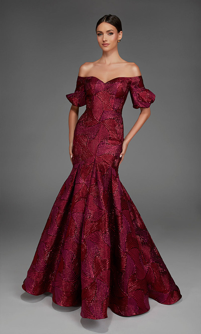 Alyce Paris 27889 Jacquard Off Shoulder Neck Corset Dress