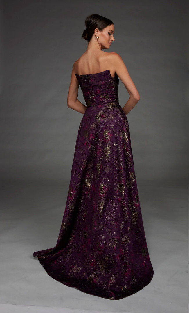 Alyce Paris 27893 Jacquard Off The Shoulder Waterfall Dress