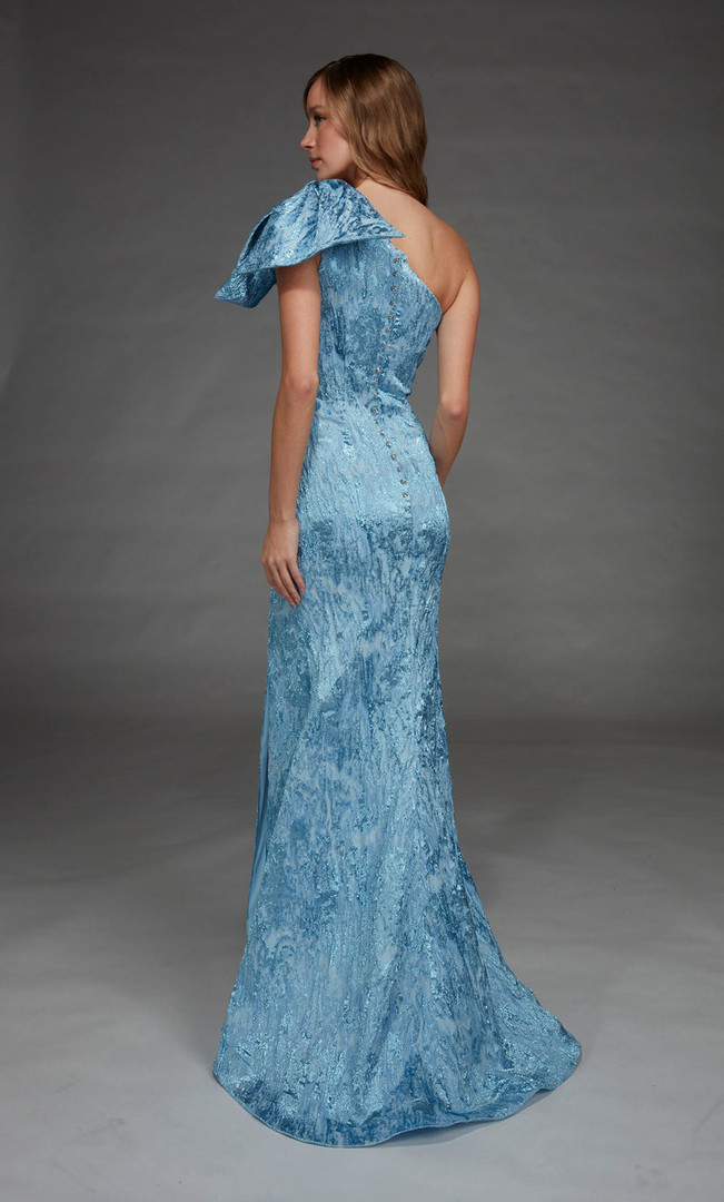 Alyce Paris 27906 Stretch Jacquard One Shoulder Neck Dress