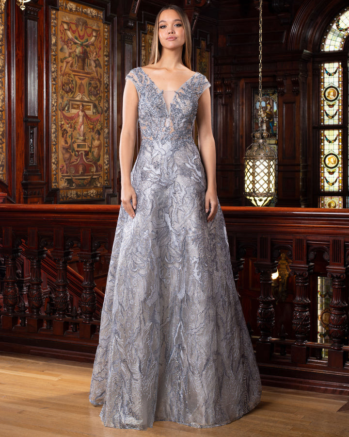 Alexander by Daymor 1553 Illusion Plunging V-neck Dress