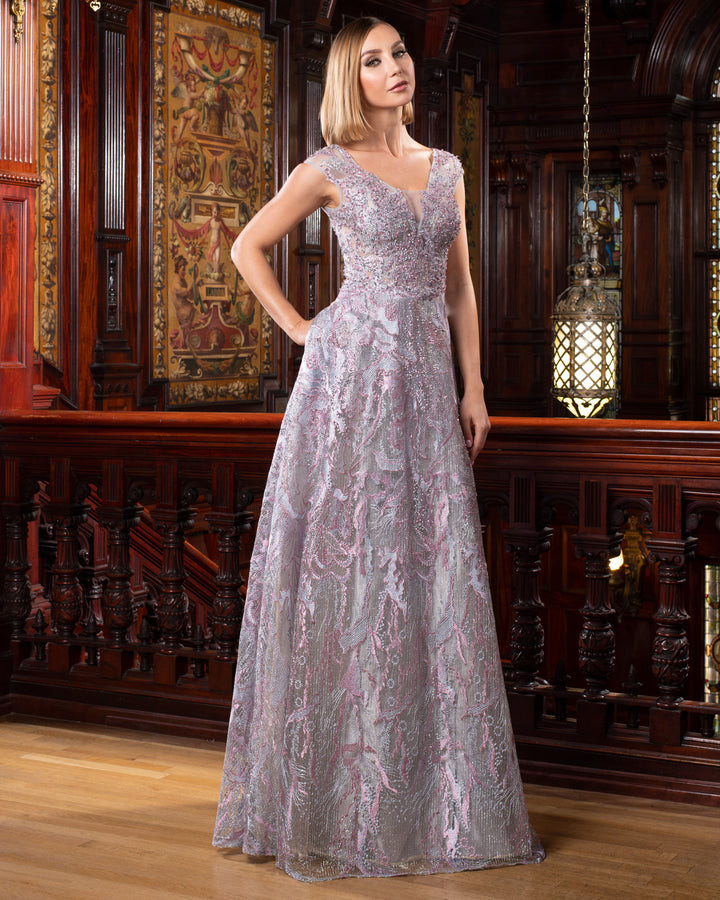 Alexander by Daymor 1553 Illusion Plunging V-neck Dress