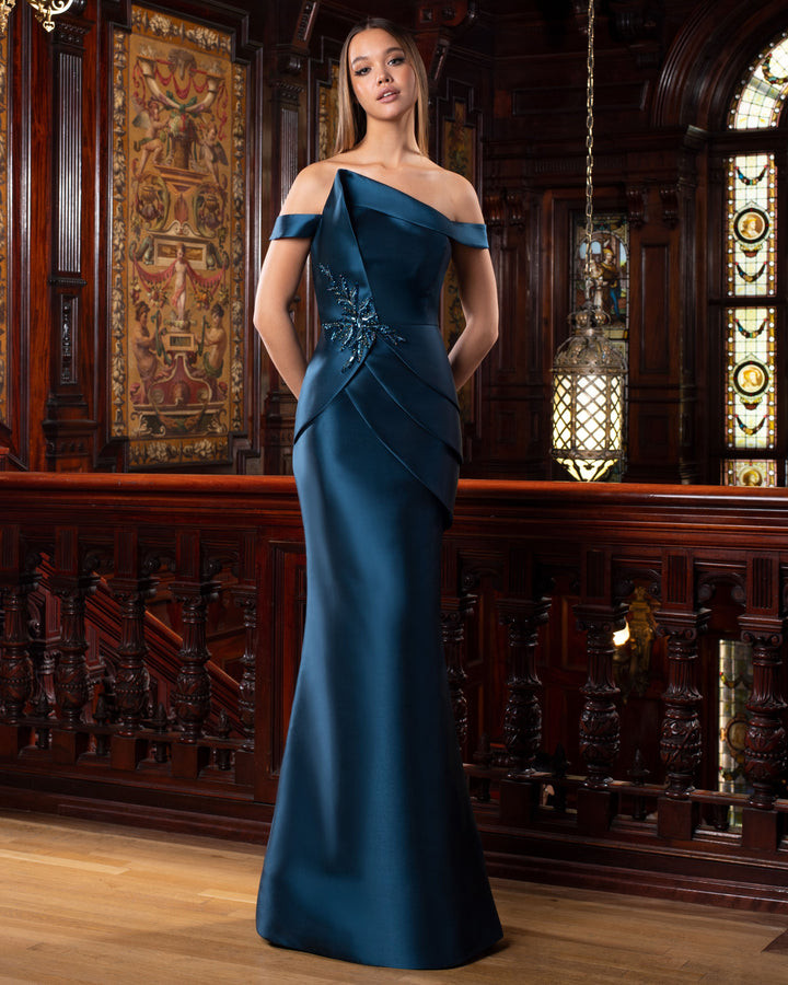 Alexander by Daymor 1572 Satin Twill Off-shoulder Dress