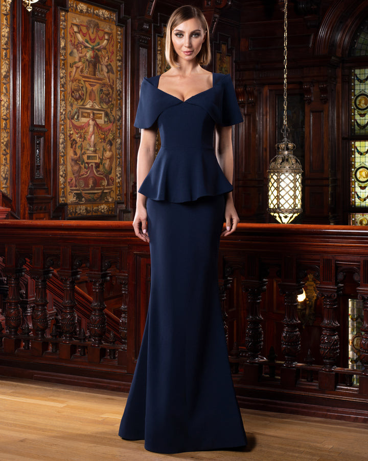 Alexander by Daymor 1578 Crepe Wrapped Short Sleeves Gown