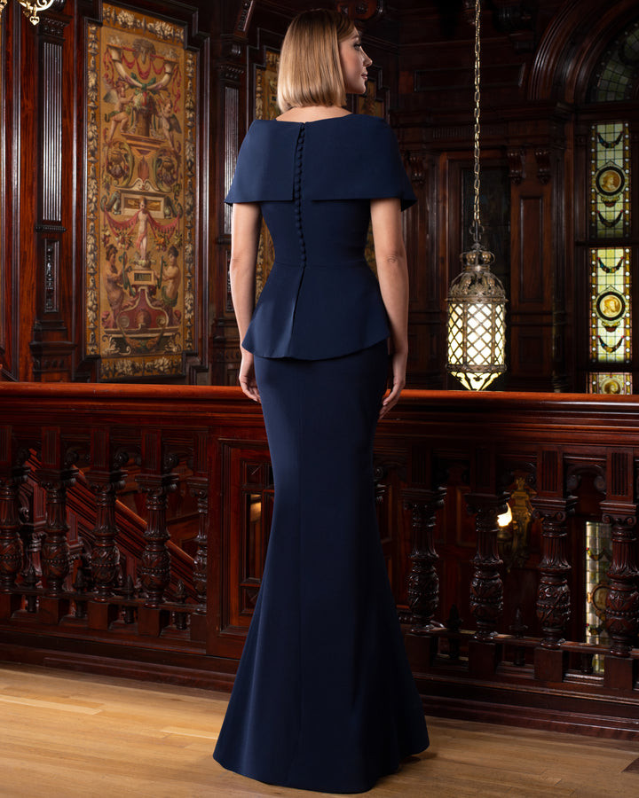 Alexander by Daymor 1578 Crepe Wrapped Short Sleeves Gown