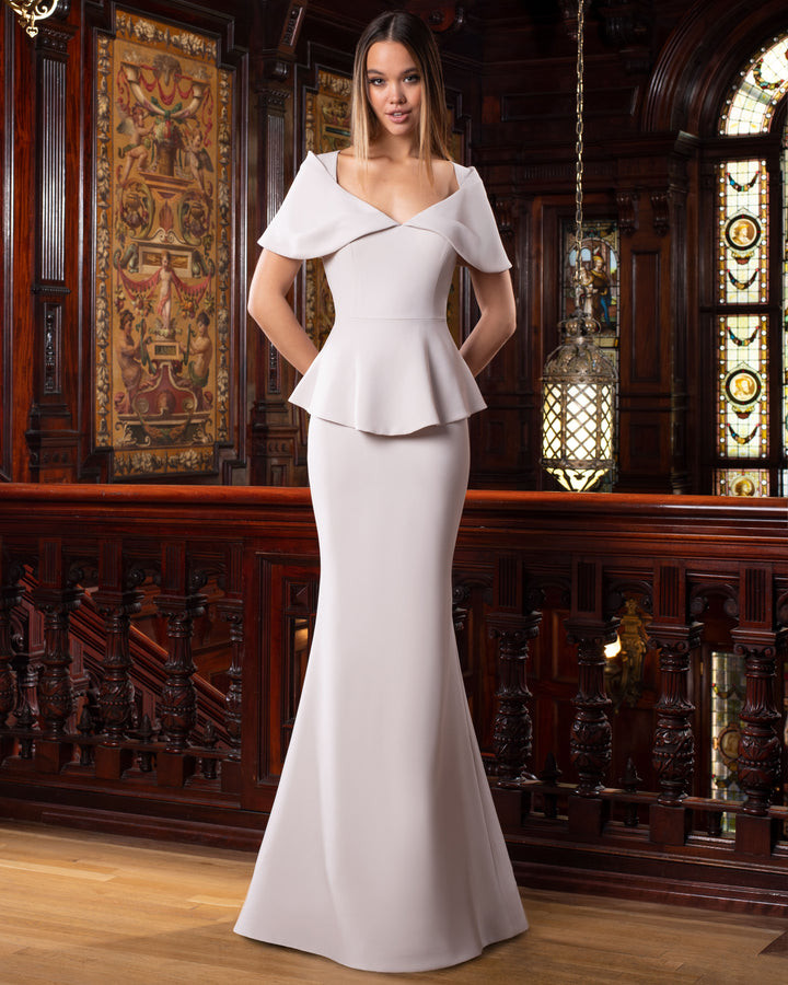 Alexander by Daymor 1578 Crepe Wrapped Short Sleeves Gown