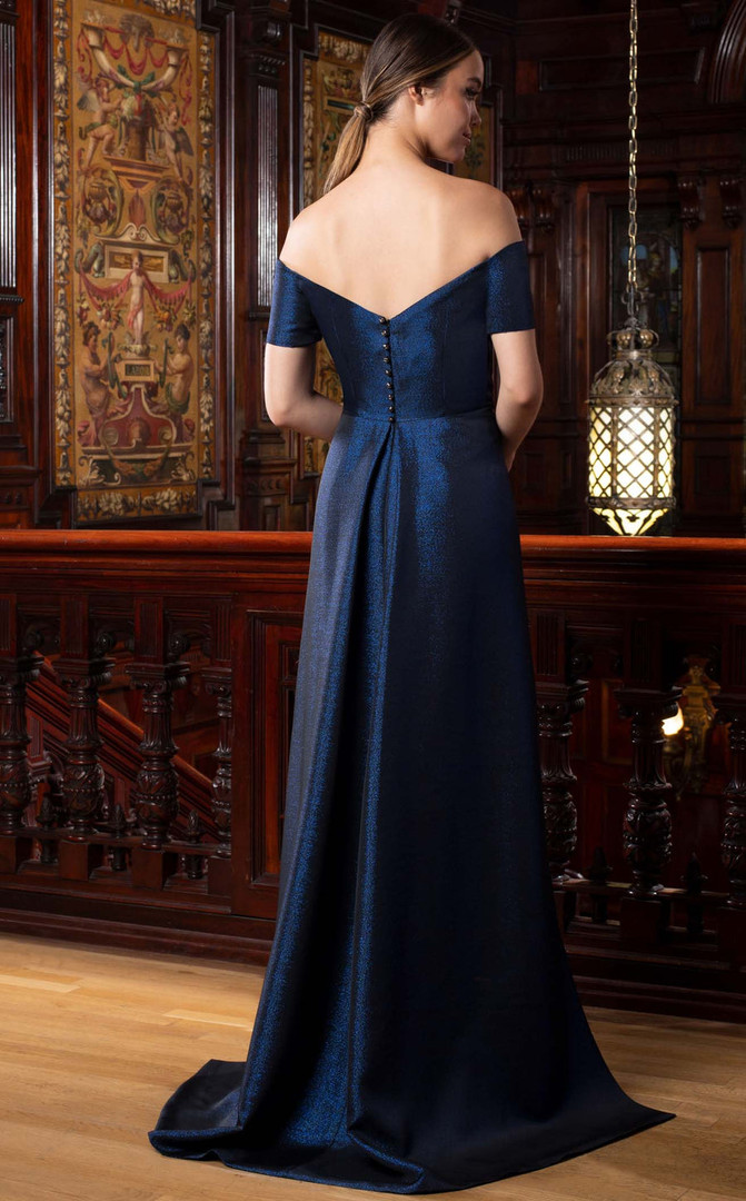 Alexander by Daymor 1580 Metallic Brocade Off-shoulder Gown