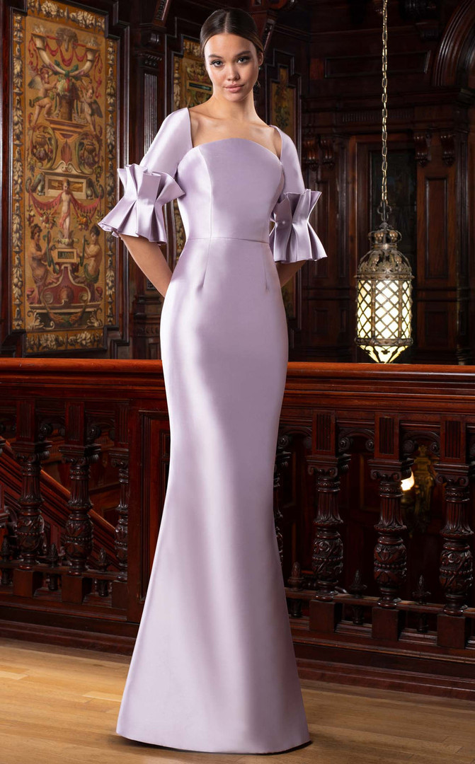 Alexander by Daymor 1584 Luxurious Satin Cuffed Sleeve Gown