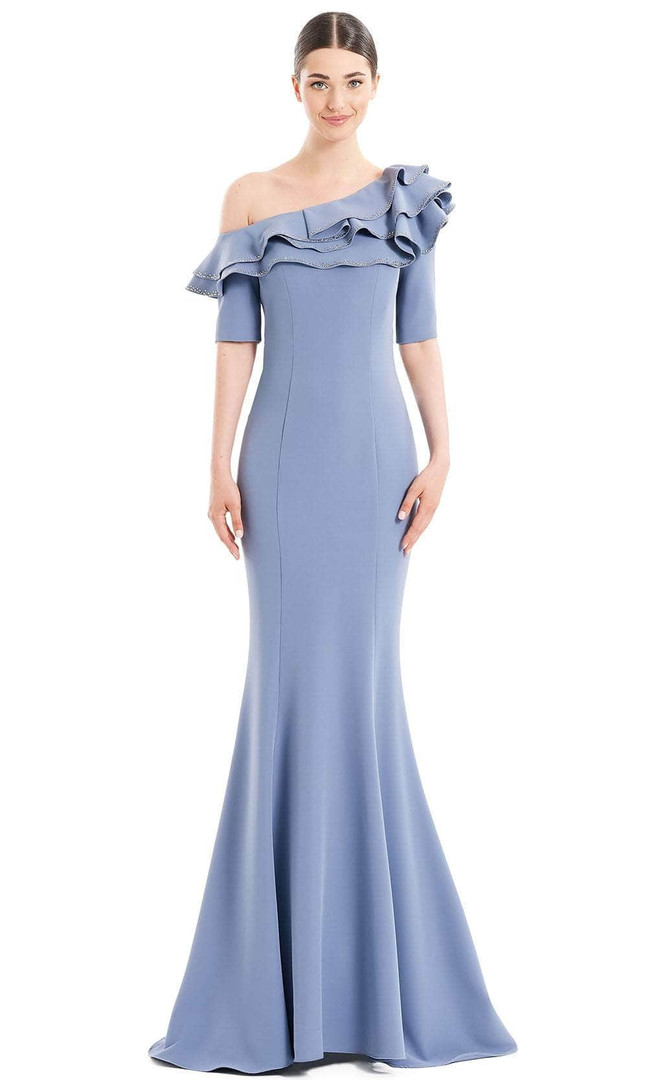 Alexander by Daymor 1663F22 One-Shoulder Short Sleeves Gown