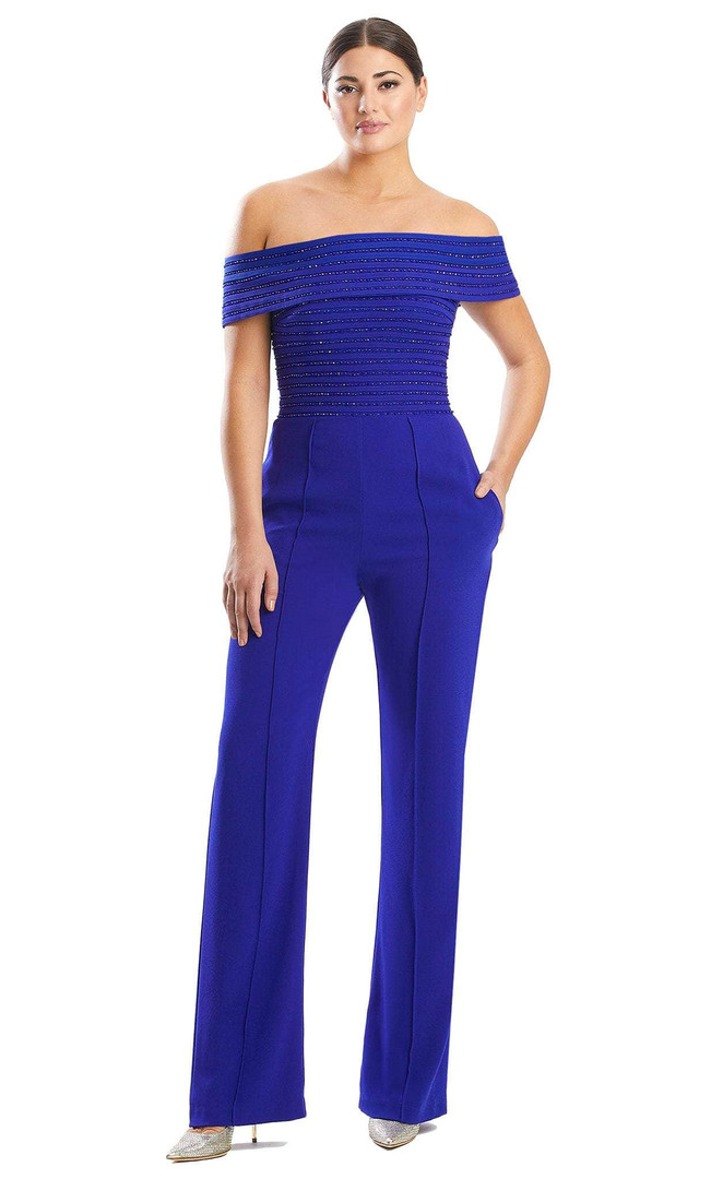 Alexander by Daymor 1751S23 Straight Off-Shoulder Jumpsuit