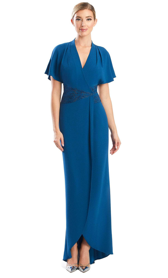 Alexander by Daymor 1760S23 Lace Short Sleeve V-Neck Gown