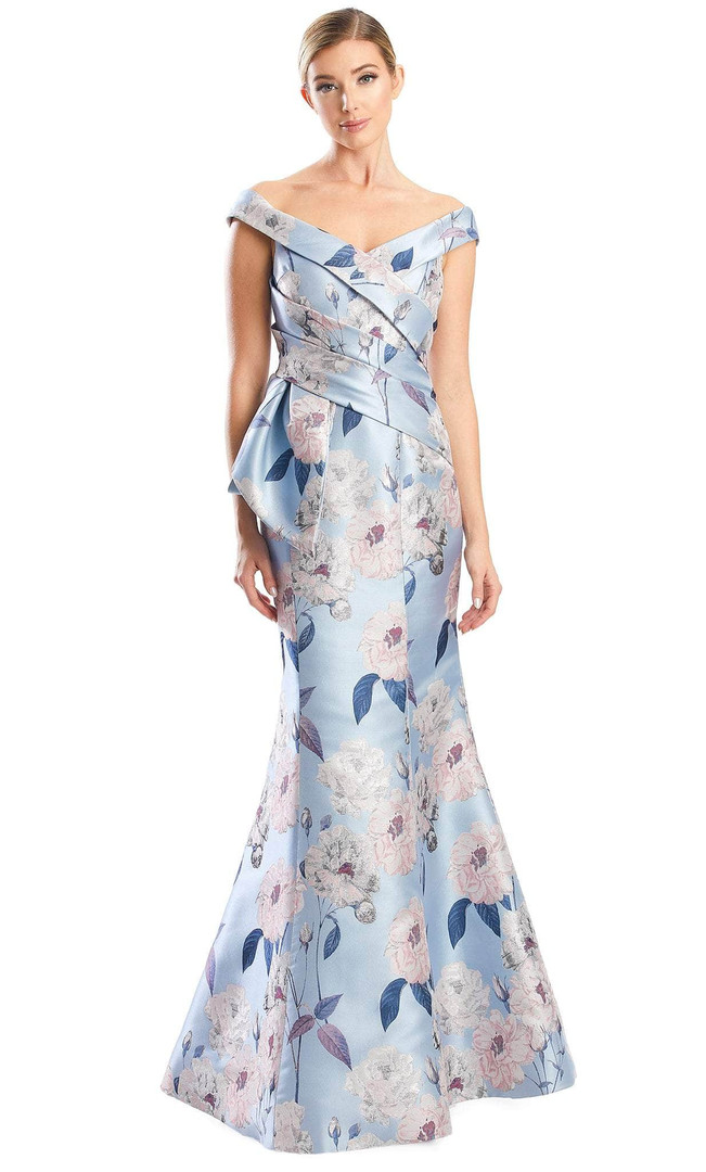 Alexander by Daymor 1767S23 Floral Printed Off-Shoulder Gown