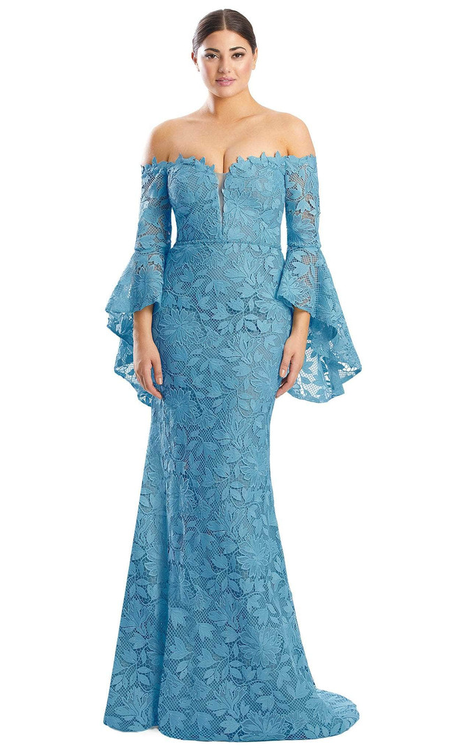 Alexander by Daymor 1769S23 Lace Beaded Off-Shoulder Gown