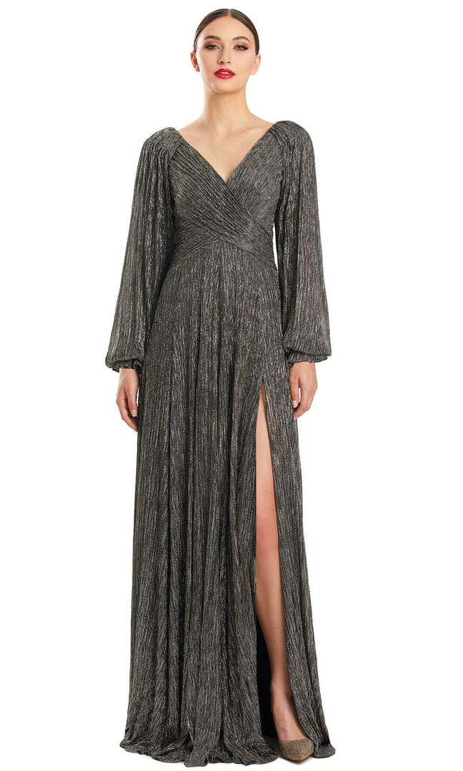 Alexander by Daymor 1877F23 Long Bishop Sleeve V-Neck Gown