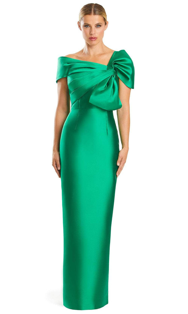 Alexander by Daymor 1885F23 Asymmetrical Off-Shoulder Gown