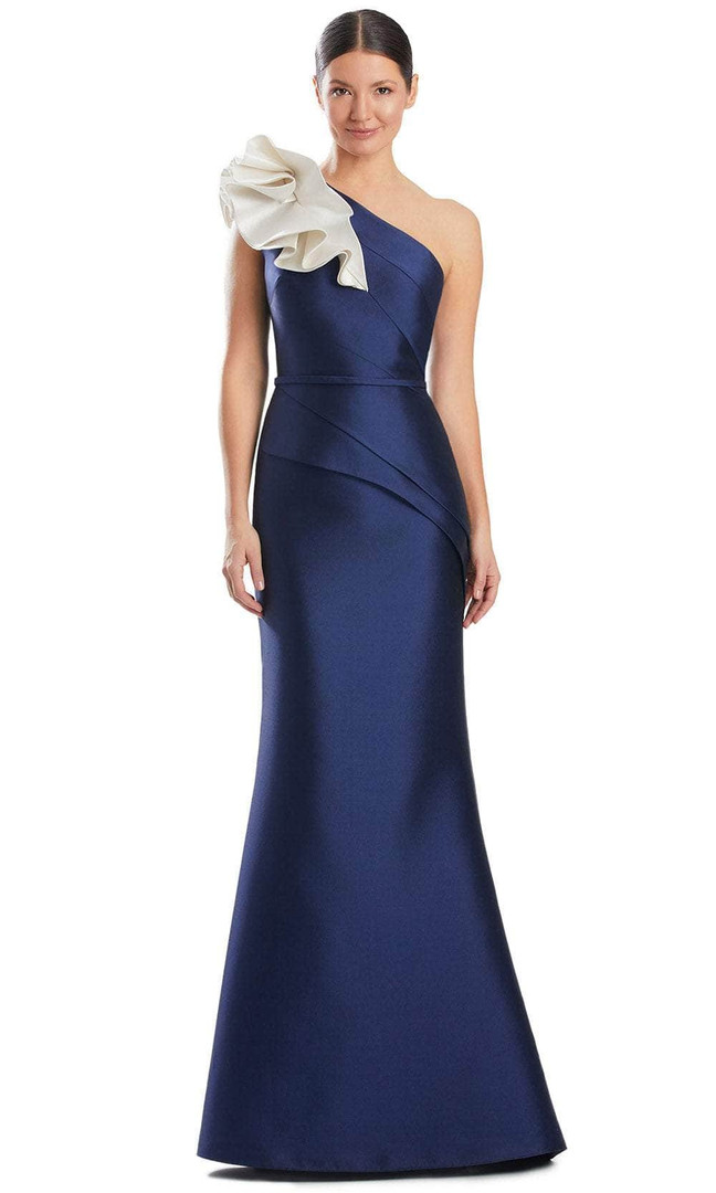 Alexander by Daymor 1951S24 Ruffle One Shoulder Pleated Gown