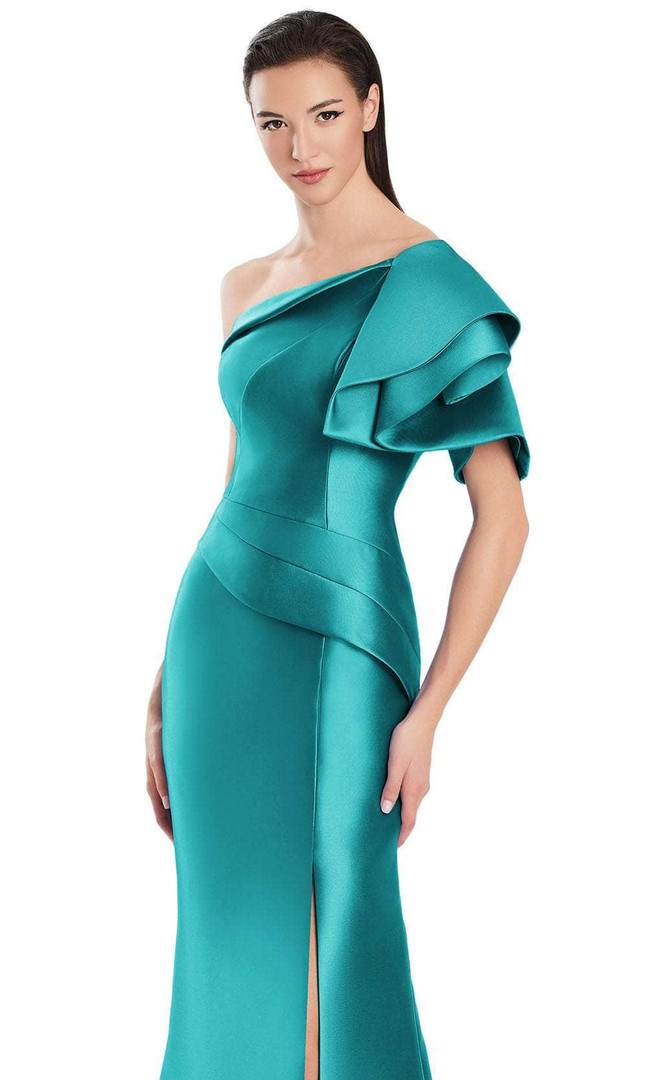 Alexander by Daymor 3051S25 One Shoulder Flutter Sleeve Gown