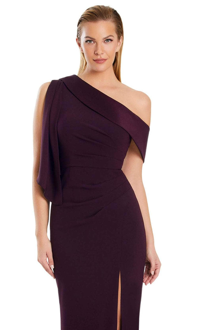 Alexander by Daymor 3058S25 Asymmetrical Draped Sleeve Gown