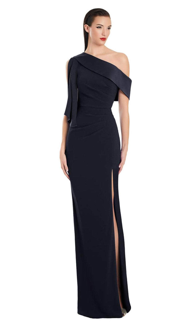 Alexander by Daymor 3058S25 Asymmetrical Draped Sleeve Gown