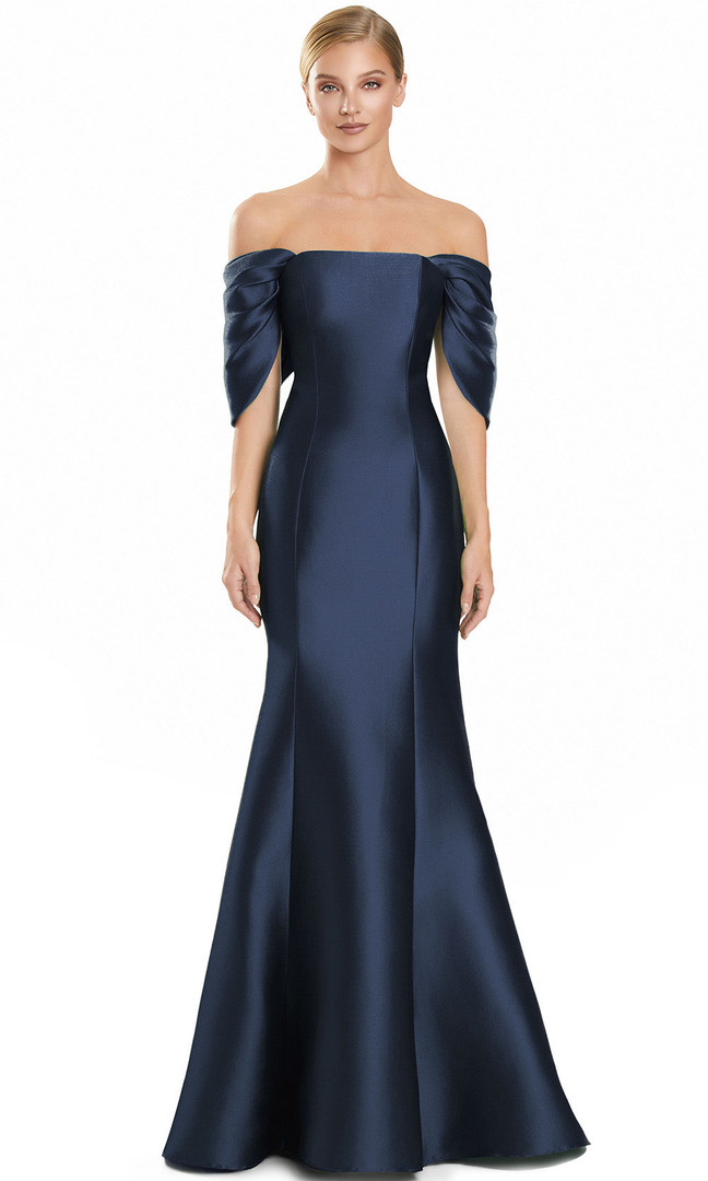 Alexander by Daymor 3103F25 Off Shoulder Draped Sleeve Gown