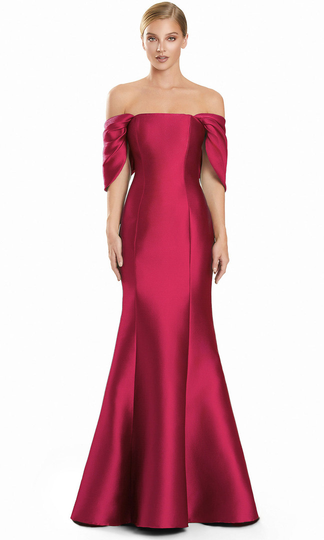 Alexander by Daymor 3103F25 Off Shoulder Draped Sleeve Gown