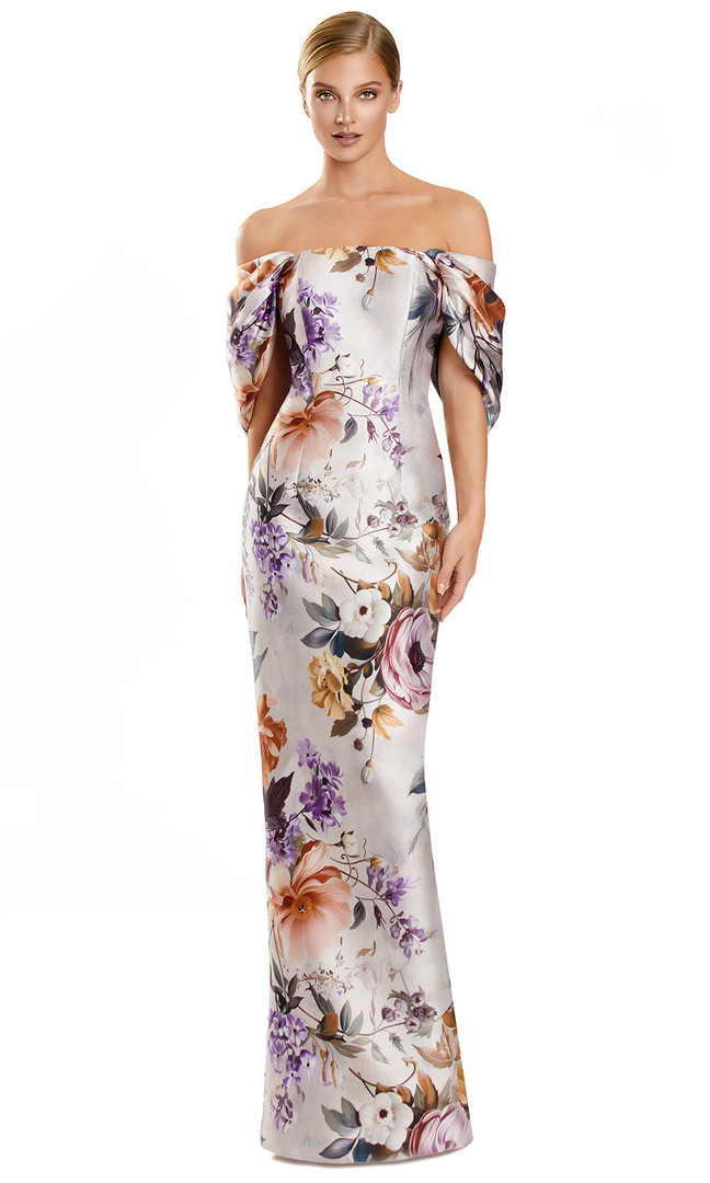 Alexander by Daymor 3104F25 Floral Short Puff Sleeves Gown